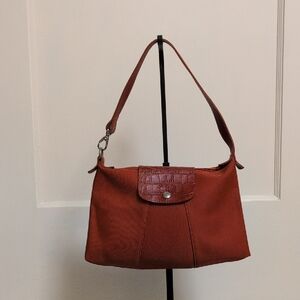 Longchamp Paris Croc Embossed Nylon Shoulder Bag - EUC